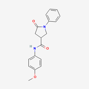 molecular formula C18H18N2O3 B5162121 N-(4-methoxyphenyl)-5-oxo-1-phenyl-3-pyrrolidinecarboxamide 