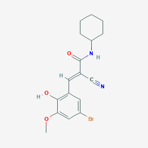 molecular formula C17H19BrN2O3 B5162151 3-(5-bromo-2-hydroxy-3-methoxyphenyl)-2-cyano-N-cyclohexylacrylamide 