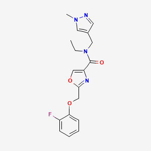 molecular formula C18H19FN4O3 B5162268 N-ethyl-2-[(2-fluorophenoxy)methyl]-N-[(1-methyl-1H-pyrazol-4-yl)methyl]-1,3-oxazole-4-carboxamide 