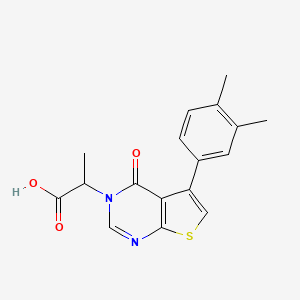molecular formula C17H16N2O3S B5162289 2-[5-(3,4-dimethylphenyl)-4-oxothieno[2,3-d]pyrimidin-3(4H)-yl]propanoic acid 