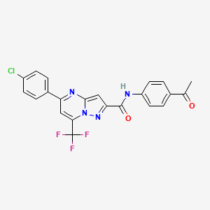 molecular formula C22H14ClF3N4O2 B5162294 N-(4-acetylphenyl)-5-(4-chlorophenyl)-7-(trifluoromethyl)pyrazolo[1,5-a]pyrimidine-2-carboxamide 