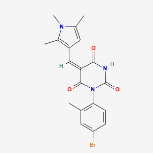 molecular formula C19H18BrN3O3 B5162303 1-(4-bromo-2-methylphenyl)-5-[(1,2,5-trimethyl-1H-pyrrol-3-yl)methylene]-2,4,6(1H,3H,5H)-pyrimidinetrione 