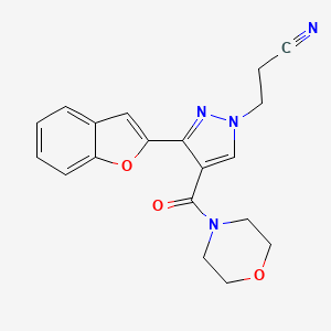 molecular formula C19H18N4O3 B5162354 3-[3-(1-benzofuran-2-yl)-4-(4-morpholinylcarbonyl)-1H-pyrazol-1-yl]propanenitrile 