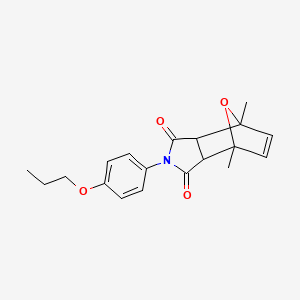 molecular formula C19H21NO4 B5162366 1,7-dimethyl-4-(4-propoxyphenyl)-10-oxa-4-azatricyclo[5.2.1.0~2,6~]dec-8-ene-3,5-dione 