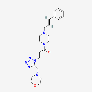 molecular formula C22H31N7O2 B5162396 4-{[1-(3-oxo-3-{4-[(2E)-3-phenyl-2-propen-1-yl]-1-piperazinyl}propyl)-1H-tetrazol-5-yl]methyl}morpholine 