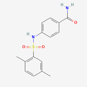 molecular formula C15H16N2O3S B5162408 4-{[(2,5-dimethylphenyl)sulfonyl]amino}benzamide 