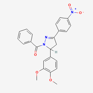 molecular formula C24H21N3O5 B5162438 1-benzoyl-5-(3,4-dimethoxyphenyl)-3-(4-nitrophenyl)-4,5-dihydro-1H-pyrazole 