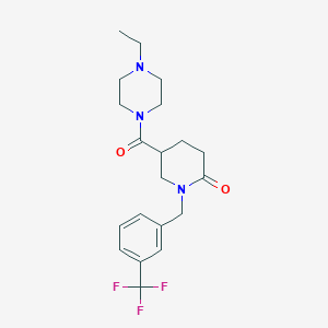 molecular formula C20H26F3N3O2 B5162457 5-[(4-ethyl-1-piperazinyl)carbonyl]-1-[3-(trifluoromethyl)benzyl]-2-piperidinone 