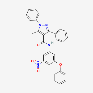 molecular formula C29H22N4O4 B5162478 5-methyl-N-(3-nitro-5-phenoxyphenyl)-1,3-diphenyl-1H-pyrazole-4-carboxamide 