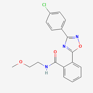 molecular formula C18H16ClN3O3 B5162481 2-[3-(4-chlorophenyl)-1,2,4-oxadiazol-5-yl]-N-(2-methoxyethyl)benzamide 