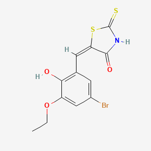 (5E)-5-[(5-bromo-3-ethoxy-2-hydroxyphenyl)methylidene]-2-sulfanylidene-1,3-thiazolidin-4-one