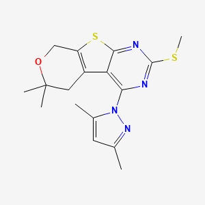 4-(3,5-dimethyl-1H-pyrazol-1-yl)-6,6-dimethyl-2-(methylthio)-5,8-dihydro-6H-pyrano[4',3':4,5]thieno[2,3-d]pyrimidine