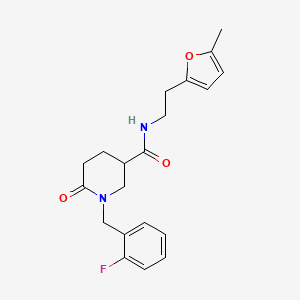 molecular formula C20H23FN2O3 B5162627 1-(2-fluorobenzyl)-N-[2-(5-methyl-2-furyl)ethyl]-6-oxo-3-piperidinecarboxamide 