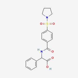 molecular formula C19H20N2O5S B5162634 phenyl{[4-(1-pyrrolidinylsulfonyl)benzoyl]amino}acetic acid 