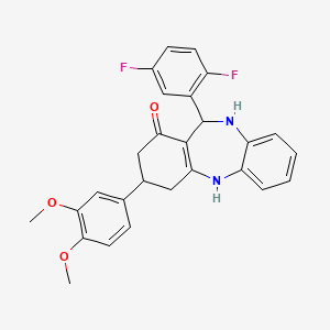 molecular formula C27H24F2N2O3 B5162655 11-(2,5-difluorophenyl)-3-(3,4-dimethoxyphenyl)-2,3,4,5,10,11-hexahydro-1H-dibenzo[b,e][1,4]diazepin-1-one 