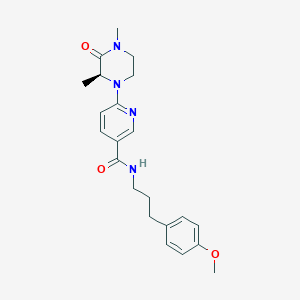 6-[(2S*)-2,4-dimethyl-3-oxo-1-piperazinyl]-N-[3-(4-methoxyphenyl)propyl]nicotinamide