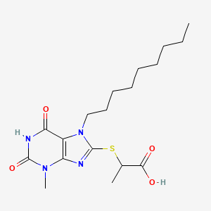 molecular formula C18H28N4O4S B5162793 2-[(3-methyl-7-nonyl-2,6-dioxo-2,3,6,7-tetrahydro-1H-purin-8-yl)thio]propanoic acid 