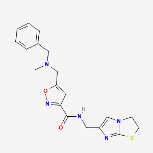 molecular formula C19H21N5O2S B5162872 5-{[benzyl(methyl)amino]methyl}-N-(2,3-dihydroimidazo[2,1-b][1,3]thiazol-6-ylmethyl)-3-isoxazolecarboxamide 