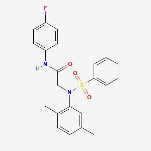 molecular formula C22H21FN2O3S B5162926 2-[N-(benzenesulfonyl)-2,5-dimethylanilino]-N-(4-fluorophenyl)acetamide 