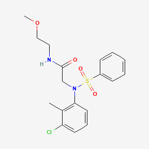 molecular formula C18H21ClN2O4S B5163001 N~2~-(3-chloro-2-methylphenyl)-N~1~-(2-methoxyethyl)-N~2~-(phenylsulfonyl)glycinamide 