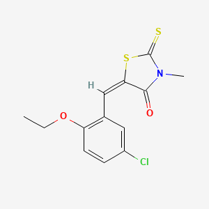 molecular formula C13H12ClNO2S2 B5163063 (5E)-5-[(5-chloro-2-ethoxyphenyl)methylidene]-3-methyl-2-sulfanylidene-1,3-thiazolidin-4-one 