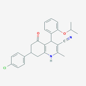 molecular formula C26H25ClN2O2 B5163072 7-(4-chlorophenyl)-4-(2-isopropoxyphenyl)-2-methyl-5-oxo-1,4,5,6,7,8-hexahydro-3-quinolinecarbonitrile 