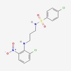 molecular formula C15H15Cl2N3O4S B5163092 4-chloro-N-{3-[(2-chloro-6-nitrophenyl)amino]propyl}benzenesulfonamide 