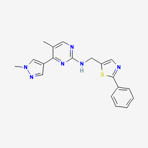 molecular formula C19H18N6S B5163098 5-methyl-4-(1-methyl-1H-pyrazol-4-yl)-N-[(2-phenyl-1,3-thiazol-5-yl)methyl]-2-pyrimidinamine 