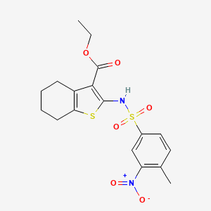molecular formula C18H20N2O6S2 B5163242 ethyl 2-{[(4-methyl-3-nitrophenyl)sulfonyl]amino}-4,5,6,7-tetrahydro-1-benzothiophene-3-carboxylate 