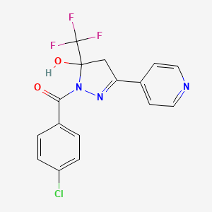 molecular formula C16H11ClF3N3O2 B5163334 1-(4-chlorobenzoyl)-3-(4-pyridinyl)-5-(trifluoromethyl)-4,5-dihydro-1H-pyrazol-5-ol 