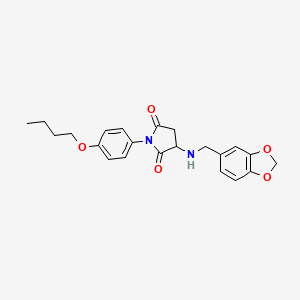 molecular formula C22H24N2O5 B5163444 3-[(1,3-benzodioxol-5-ylmethyl)amino]-1-(4-butoxyphenyl)-2,5-pyrrolidinedione 