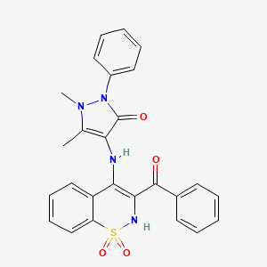 4-[(3-benzoyl-1,1-dioxido-2H-1,2-benzothiazin-4-yl)amino]-1,5-dimethyl-2-phenyl-1,2-dihydro-3H-pyrazol-3-one