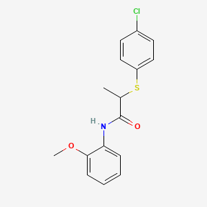 molecular formula C16H16ClNO2S B5163494 2-[(4-chlorophenyl)thio]-N-(2-methoxyphenyl)propanamide 