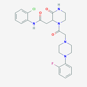 molecular formula C24H27ClFN5O3 B5163517 N-(2-chlorophenyl)-2-(1-{[4-(2-fluorophenyl)-1-piperazinyl]acetyl}-3-oxo-2-piperazinyl)acetamide 