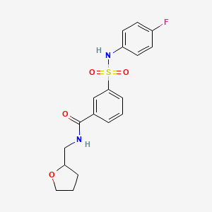 molecular formula C18H19FN2O4S B5163553 3-{[(4-fluorophenyl)amino]sulfonyl}-N-(tetrahydro-2-furanylmethyl)benzamide 