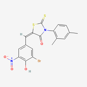 molecular formula C18H13BrN2O4S2 B5163592 5-(3-溴-4-羟基-5-硝基苄叉亚基)-3-(2,4-二甲苯基)-2-硫代-1,3-噻唑烷-4-酮 