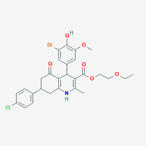 2-ethoxyethyl 4-(3-bromo-4-hydroxy-5-methoxyphenyl)-7-(4-chlorophenyl)-2-methyl-5-oxo-1,4,5,6,7,8-hexahydro-3-quinolinecarboxylate