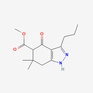 molecular formula C14H20N2O3 B5163783 methyl 6,6-dimethyl-4-oxo-3-propyl-4,5,6,7-tetrahydro-1H-indazole-5-carboxylate 