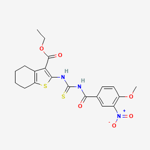 molecular formula C20H21N3O6S2 B5163815 ethyl 2-({[(4-methoxy-3-nitrobenzoyl)amino]carbonothioyl}amino)-4,5,6,7-tetrahydro-1-benzothiophene-3-carboxylate 