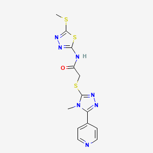 molecular formula C13H13N7OS3 B5163836 2-{[4-methyl-5-(4-pyridinyl)-4H-1,2,4-triazol-3-yl]thio}-N-[5-(methylthio)-1,3,4-thiadiazol-2-yl]acetamide 