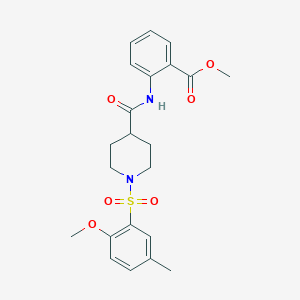 molecular formula C22H26N2O6S B5163849 methyl 2-[({1-[(2-methoxy-5-methylphenyl)sulfonyl]-4-piperidinyl}carbonyl)amino]benzoate 