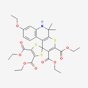 molecular formula C30H35NO9S3 B5163993 tetraethyl 8'-ethoxy-5',5'-dimethyl-5',6'-dihydrospiro[1,3-dithiole-2,1'-thiopyrano[2,3-c]quinoline]-2',3',4,5-tetracarboxylate 