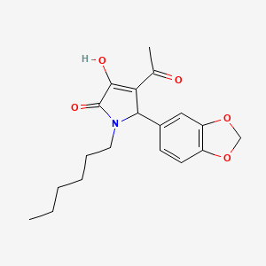 molecular formula C19H23NO5 B5164013 4-acetyl-5-(1,3-benzodioxol-5-yl)-1-hexyl-3-hydroxy-1,5-dihydro-2H-pyrrol-2-one 