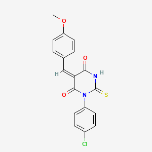 molecular formula C18H13ClN2O3S B5164036 1-(4-chlorophenyl)-5-(4-methoxybenzylidene)-2-thioxodihydro-4,6(1H,5H)-pyrimidinedione 