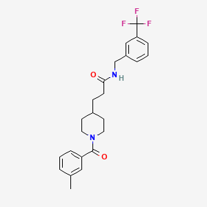 molecular formula C24H27F3N2O2 B5164066 3-[1-(3-methylbenzoyl)-4-piperidinyl]-N-[3-(trifluoromethyl)benzyl]propanamide 