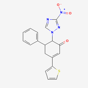 molecular formula C18H14N4O3S B5164074 6-(3-nitro-1H-1,2,4-triazol-1-yl)-5-phenyl-3-(2-thienyl)-2-cyclohexen-1-one 