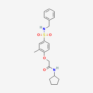 molecular formula C21H26N2O4S B5164158 2-{4-[(benzylamino)sulfonyl]-2-methylphenoxy}-N-cyclopentylacetamide 