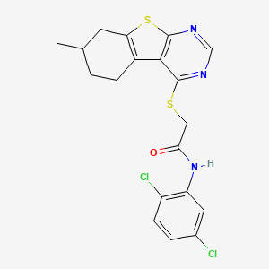molecular formula C19H17Cl2N3OS2 B5164235 N-(2,5-dichlorophenyl)-2-[(7-methyl-5,6,7,8-tetrahydro[1]benzothieno[2,3-d]pyrimidin-4-yl)thio]acetamide 