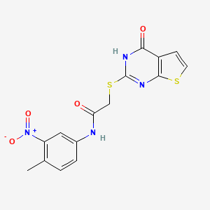 molecular formula C15H12N4O4S2 B5164243 N-(4-methyl-3-nitrophenyl)-2-[(4-oxo-3,4-dihydrothieno[2,3-d]pyrimidin-2-yl)thio]acetamide 