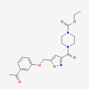 molecular formula C20H23N3O6 B5164244 ethyl 4-({5-[(3-acetylphenoxy)methyl]-3-isoxazolyl}carbonyl)-1-piperazinecarboxylate 